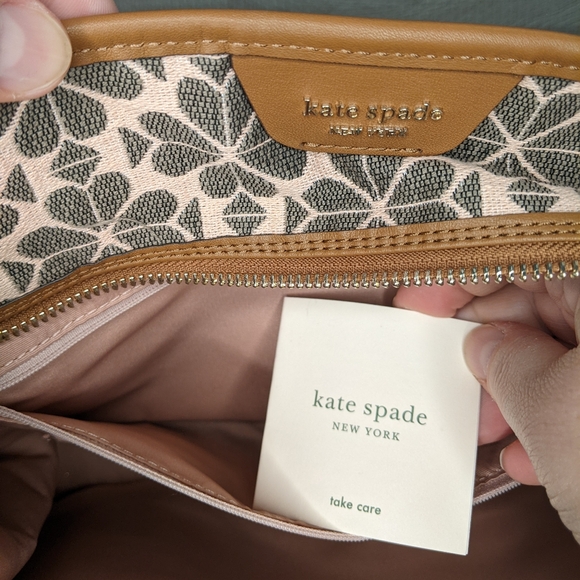 Kate Spade Flower Jacquard Market Medium Tote, Pink and Brown - Picture 8 of 10